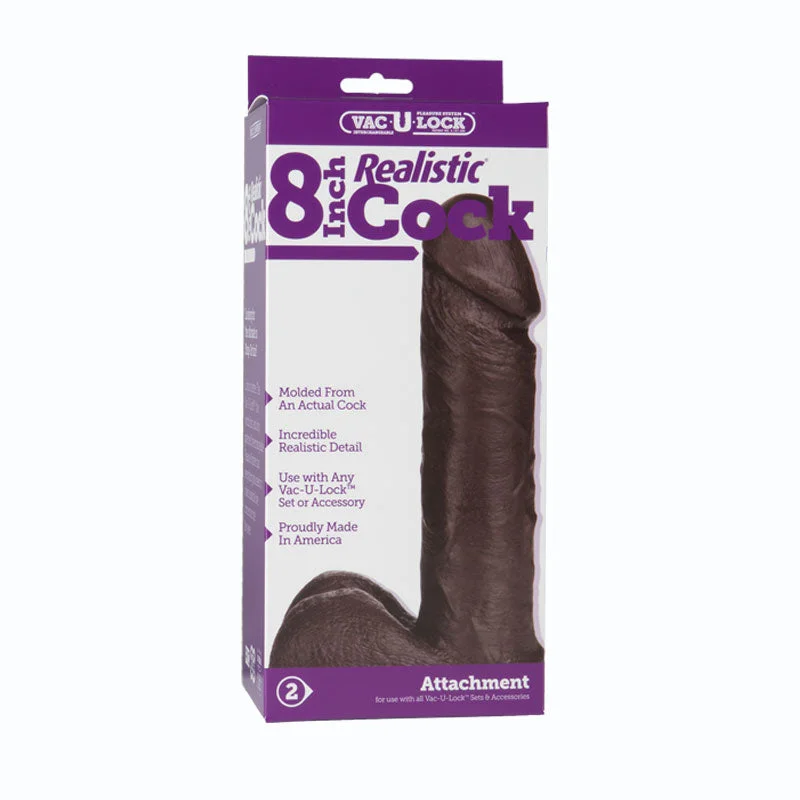 cock ring optimal comfort-Vac-U-Lock 8" Realistic Cock - Brown