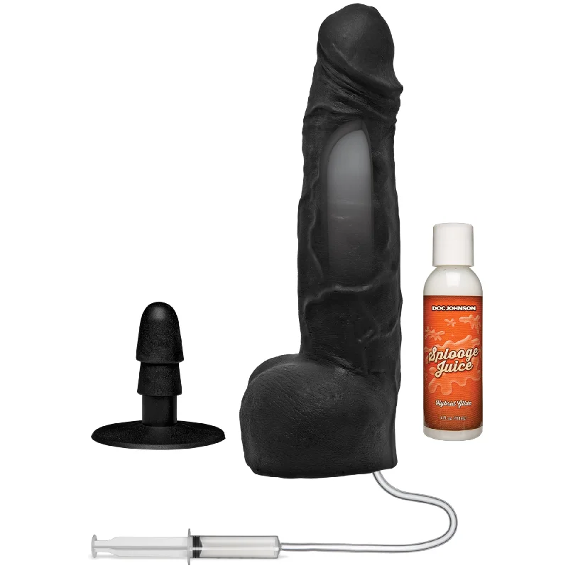 cock ring silent mode-Merci - 10 Inch Dual Density Squirting Cumplay Cock With Removable Vac-U-Lock Suction Cup - Black