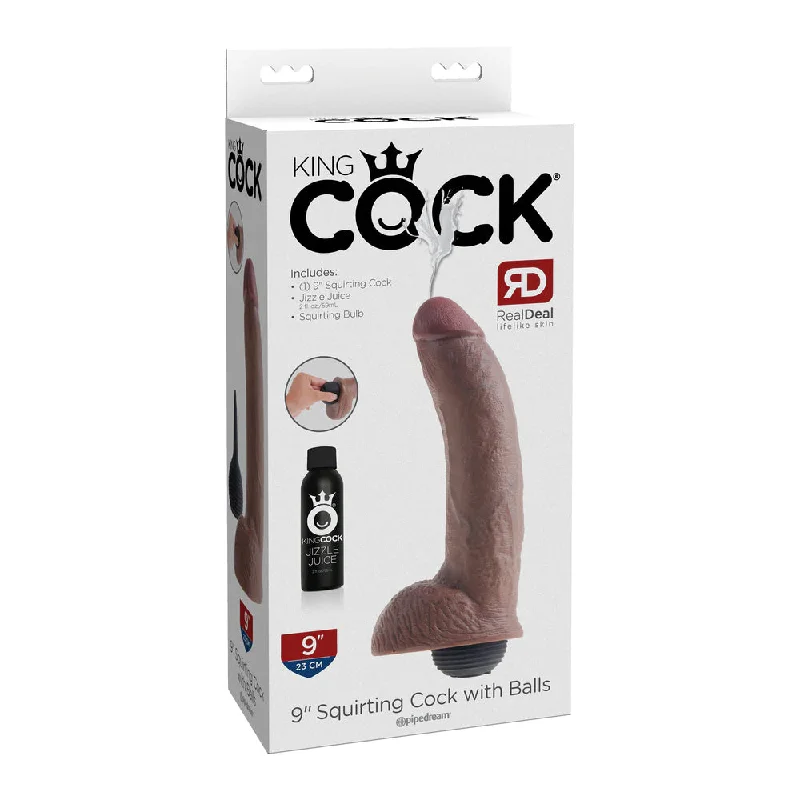 cock ring versatile grip-King Cock 9" Squirting Cock w/ Balls Brown