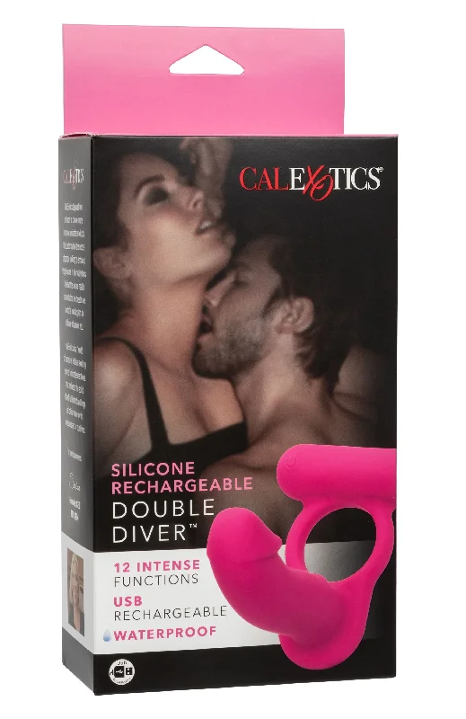 cock ring max style-Silicone Rechargeable Double Diver - Pink