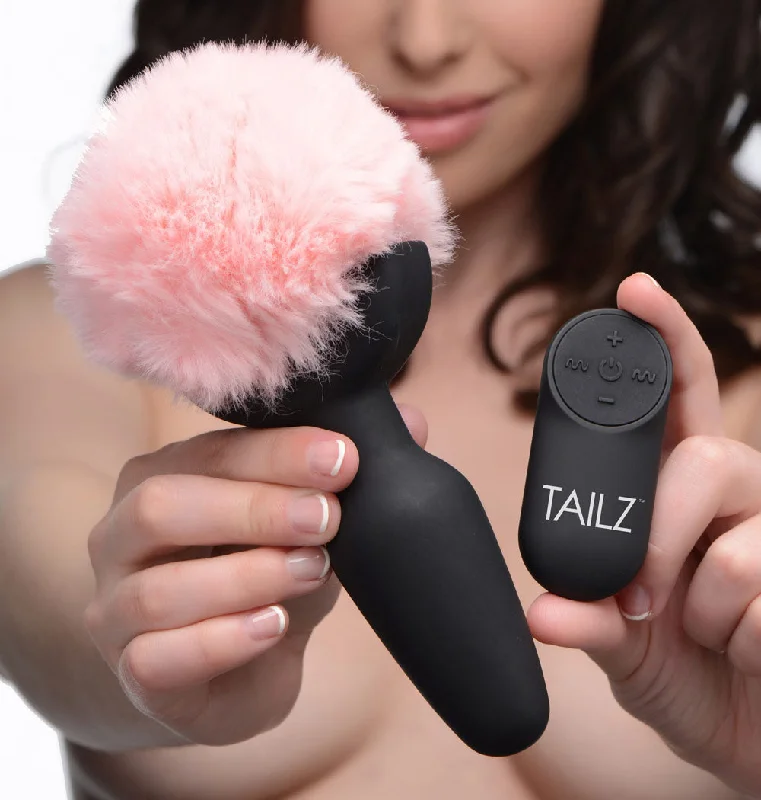 anal toys for wild vibes-Pink Bunny Tail Vibrating Anal Plug