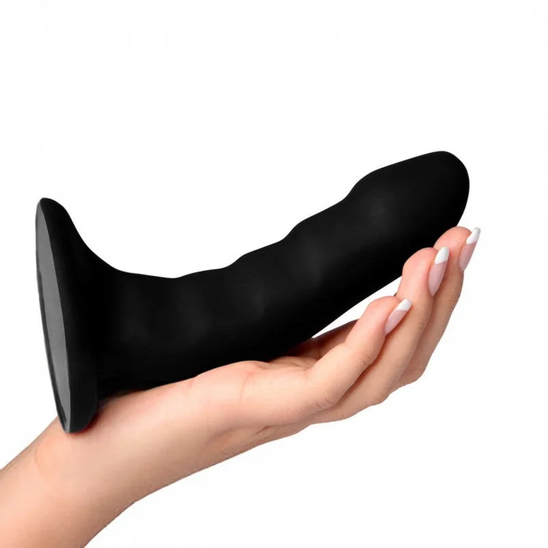 penis-moisturizer-ingredients-safe-Tantus CURVE Smooth Silicone G-Spot and P-Spot Dildo Black 6 inch