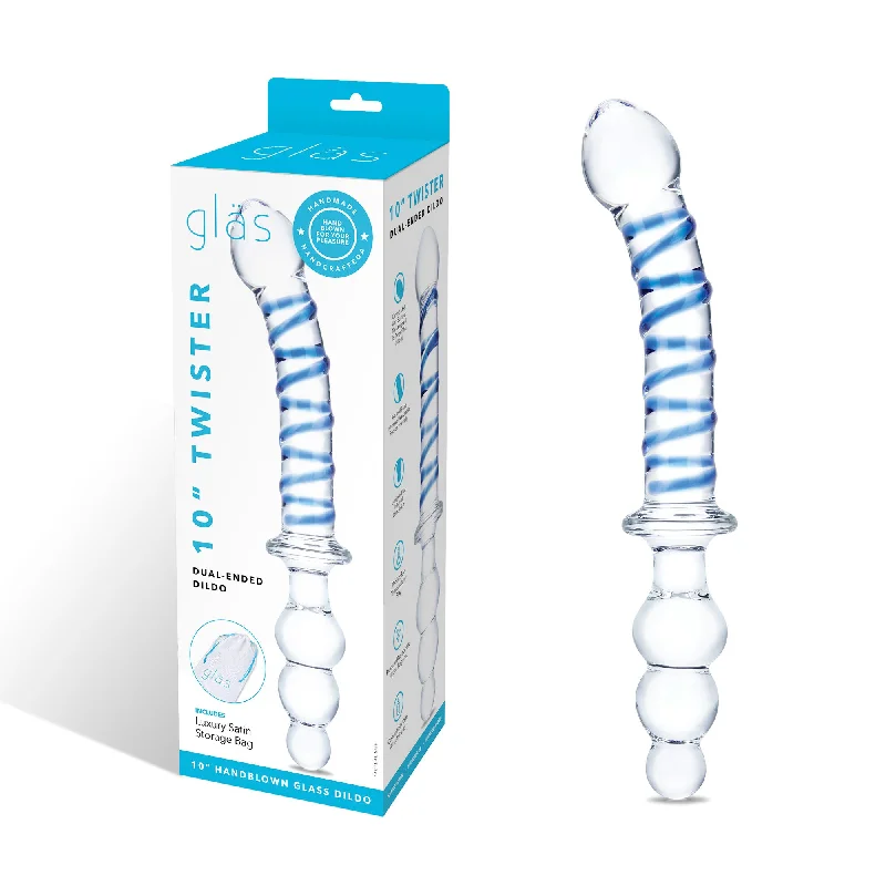 penis-rash-cream-reviews-10 Inch Twister Dual-Ended Dildo - Clear/blue