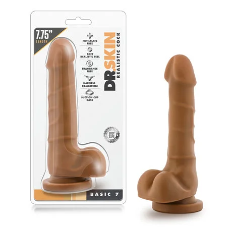 penis-surgery-cost-facts-Blush Dr. Skin Basic 7 Realistic 7.75 in. Dildo with Balls & Suction Cup Tan