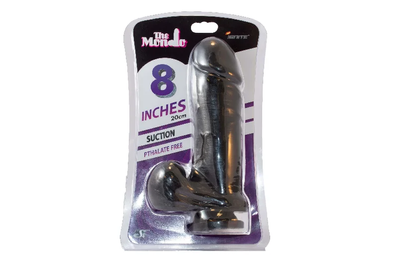 cock ring fine feel-Si-30111 8in THICK COCK W/BALLS & SUCTION-BLACK