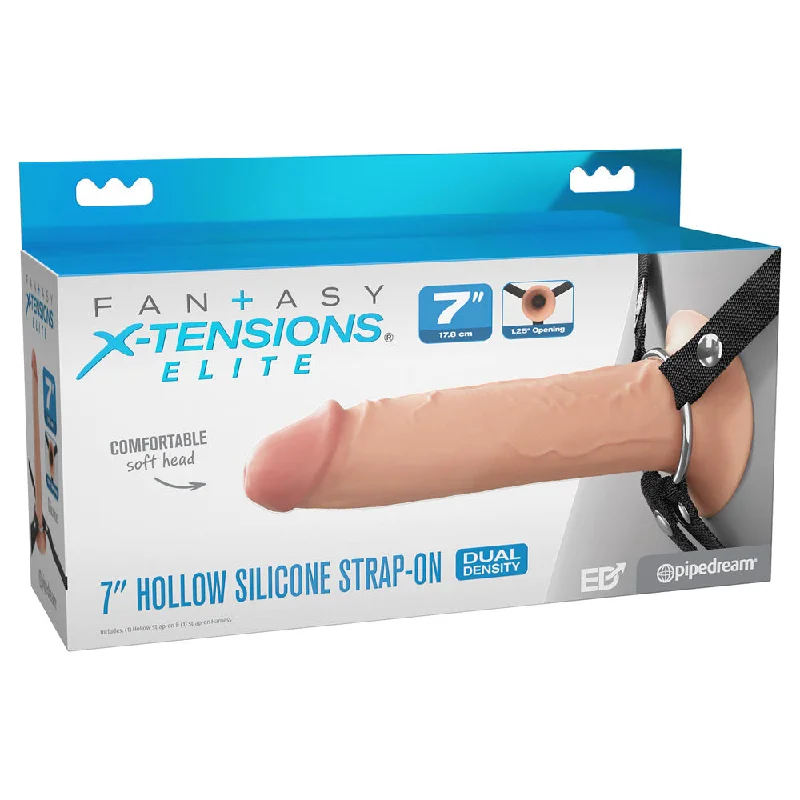 cock ring low profile-FX Elite 7'' Silicone Hollow Strap-On - Flesh 17.8 cm