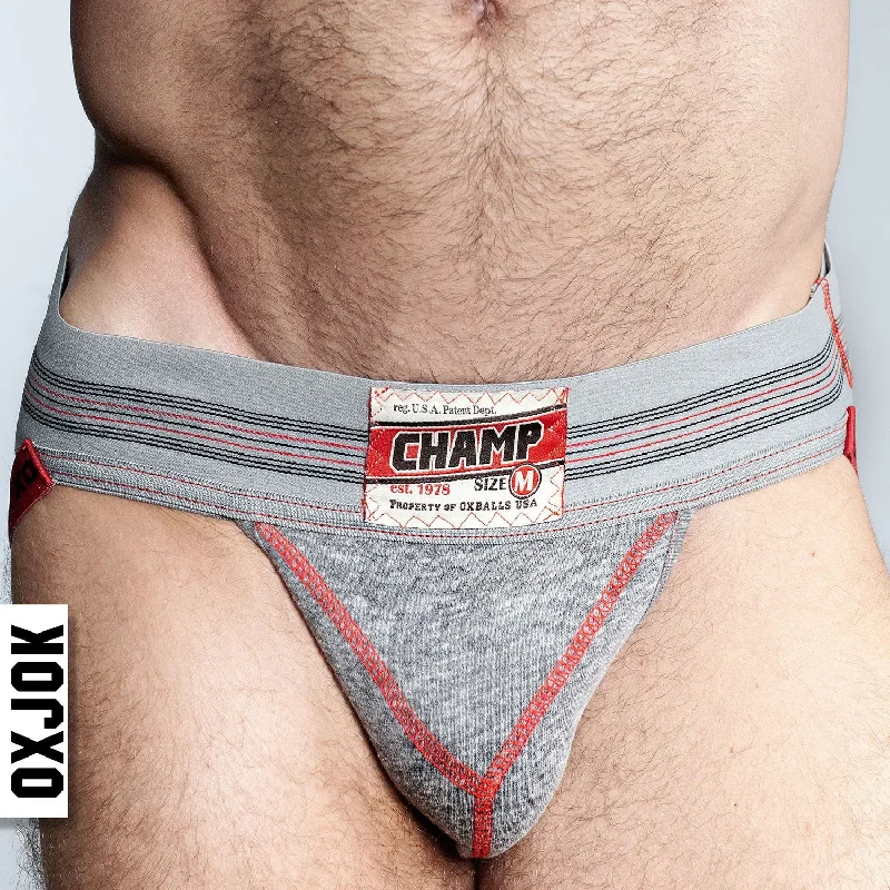 men’s polyester briefs-Champ Vintage Sweatshirt Jockstrap Gray Heather - Small