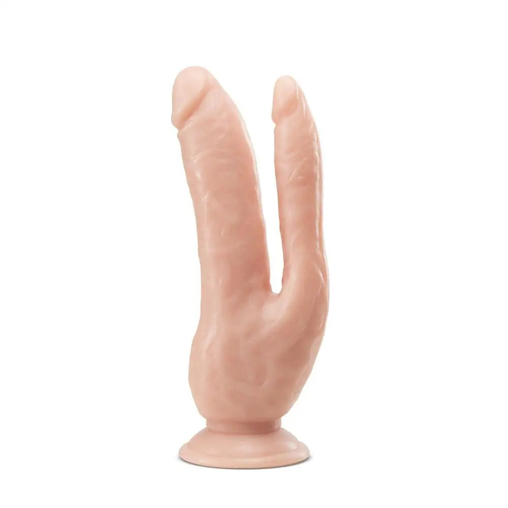 Dildo-dulling-8-inch Flesh Pink Dual Penetrating Penis Dildo with Suction Cup