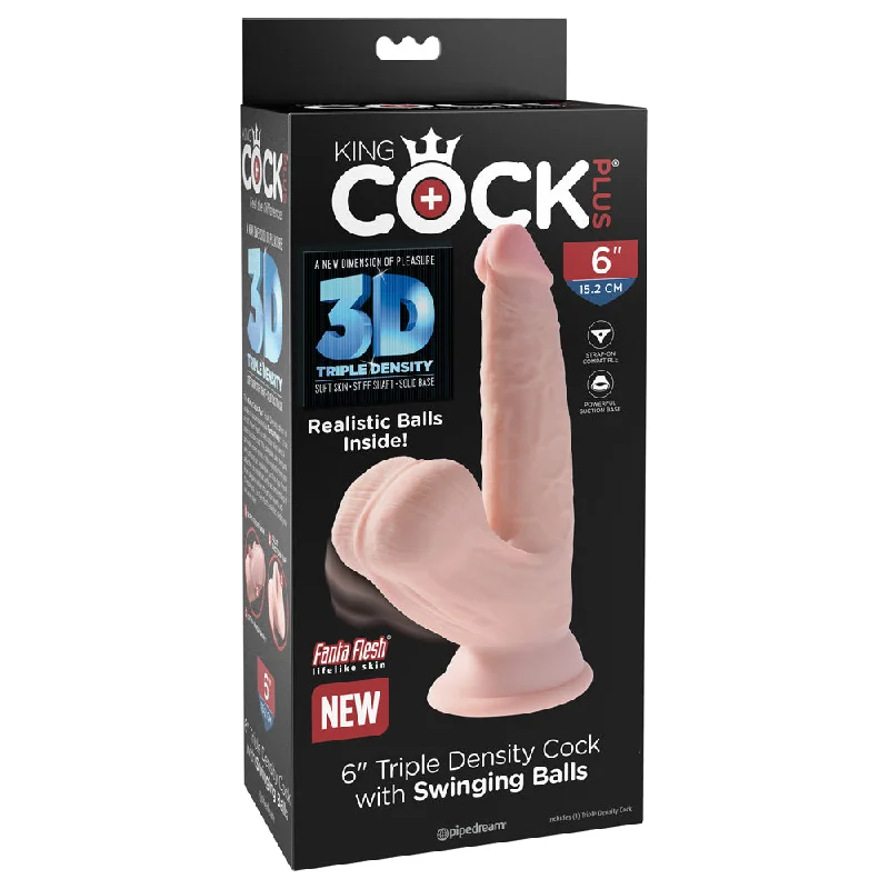 cock ring swift texture-King Cock Plus 6" Triple Density Cock With Swinging Balls