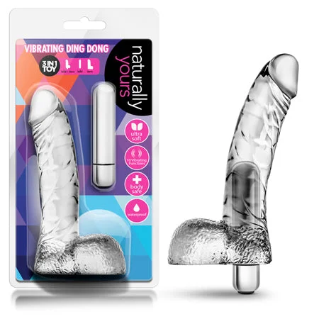 penis-sensitivity-training-tools-Blush Naturally Yours Vibrating Ding Dong with Balls 6.5 in. Clear