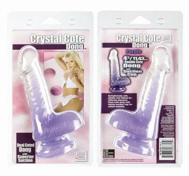 penis-sensitivity-training-tools-Crystal Cote Silicone Double Dong 4.5-inch - Purple