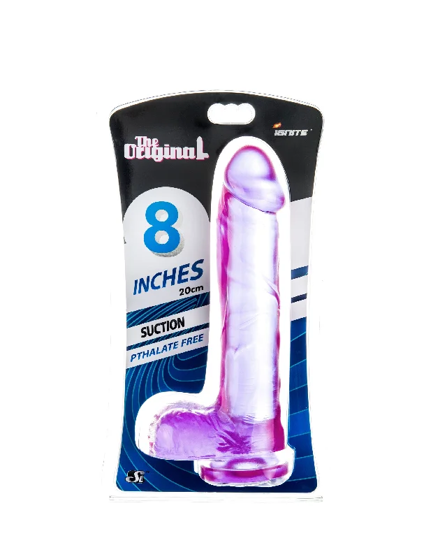 cock ring rugged feel-Si-20514 8in COCK W/BALLS W/SUCTION-PURPLE