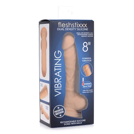 penis-workout-routines-advanced-Curve Toys FLESHSTIXXX Rechargeable 8 in. Posable Vibrating Dildo with Balls & Suction Cup Tan