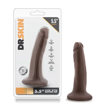 penis-growth-techniques-natural-Blush Dr. Skin Realistic 5.5 in. Dildo with Suction Cup Brown