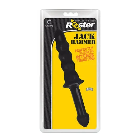 penis-enhancement-natural-methods-Curve Toys Rooster Jackhammer 10.5 in. Rippled Dildo with Insertable Handle Black