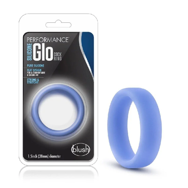 anal toys with velvety vibes-Performance Silicone Glo Cock Ring Blue Glow