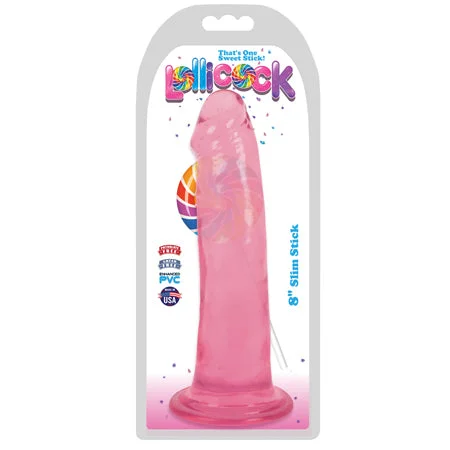 penis-wellness-routine-easy-Curve Toys Lollicock Slim Stick 8 in. Dildo with Suction Cup Cherry Ice