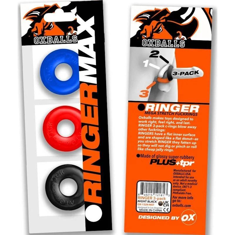 anal toys for discreet comfort-Ringer Max 3 Pc Multi Colour Cockring Set