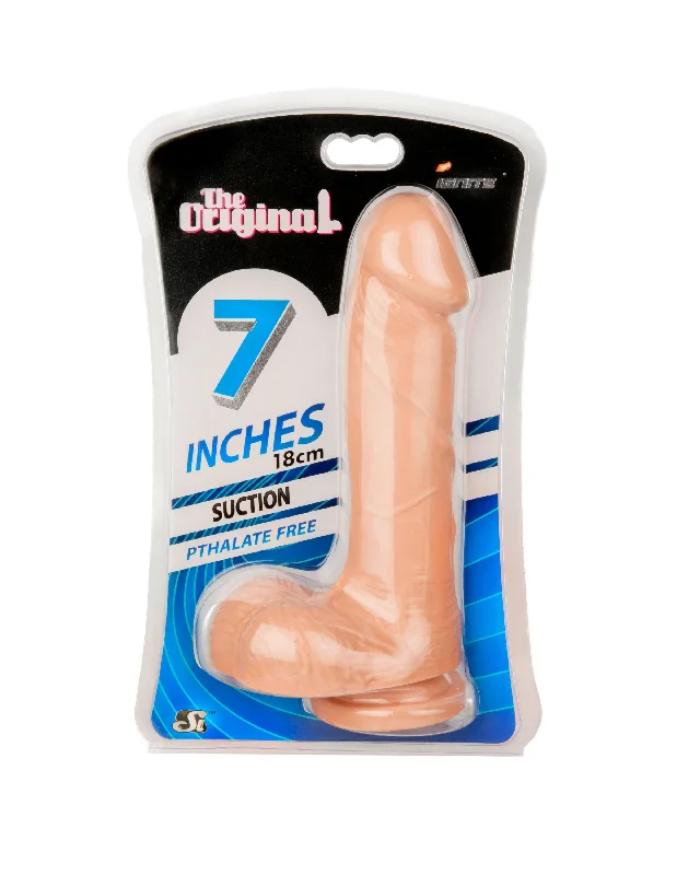 cock ring user feel-Si-20410 7in COCK W/BALLS W/SUCTION-VANILLA