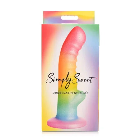 penis-cleaning-methods-effective-Simply Sweet Ribbed 6.5 in. Silicone Dildo Rainbow