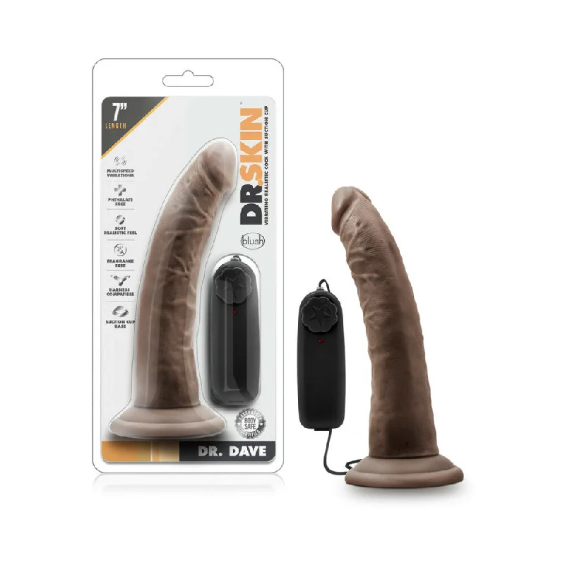 cock ring super stretch-Dr. Skin - Dr. Dave - 7 Inch Vibrating Cock With Suction Cup - Chocolate