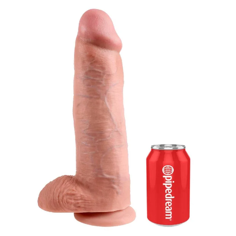 cock ring striking texture-Pipedream King Cock 12 Inch Cock with Balls Flesh