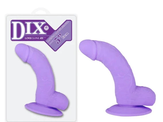 penis-size-and-performance-Dix Realistic Dong with Balls and Suction Cup 5 inch Purple Dildo