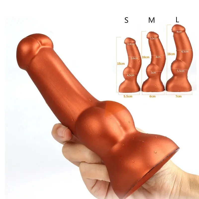 anal toys with extra vibes-Golden Huge Realistic Dildo Soft Liquid Silicone Artificial Big Penis Strong Suction Cup Female Masturbation Anal Toys for Women