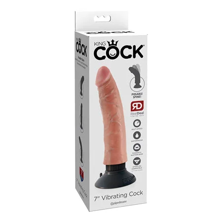 penis-care-for-winter-Pipedream King Cock 7 in. Vibrating Cock Poseable Dildo With Suction Cup Beige