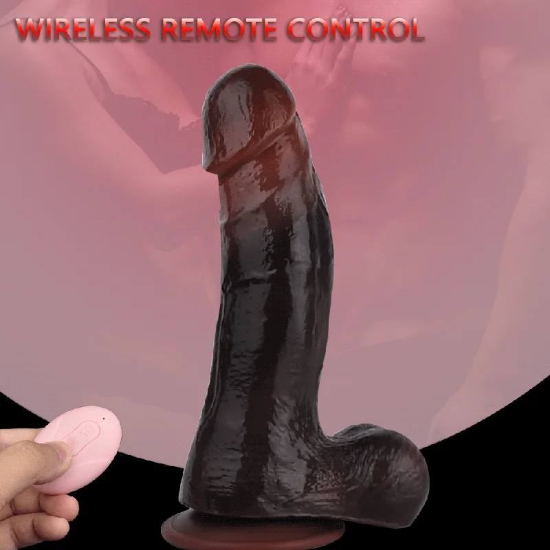 anal toys for erotic vibes-Ebony Thrusting Dildo Vibrating Butt Plug - Remote Control Realistic Anal Dildos Womoen Sex Toy