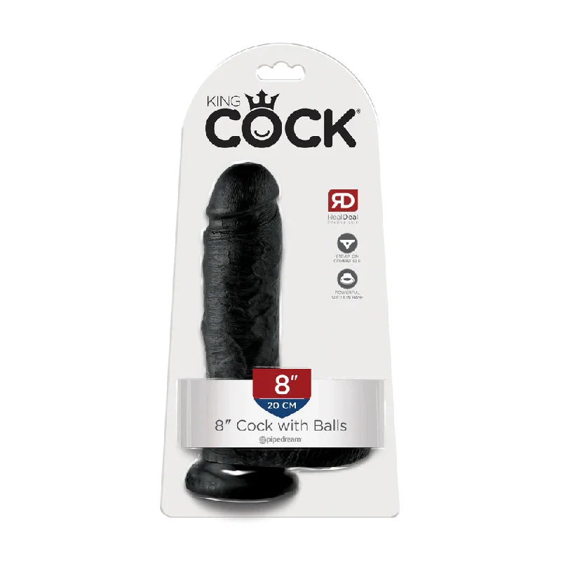 cock ring swift design-King Cock 8" Cock with Balls Black