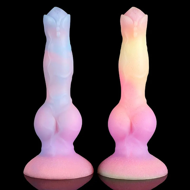 anal toys for erotic bliss-New Luminous Anal Plug Soft Wolf Dog Dildos for Women/Men Butt Plug with Suction Cup Silicone Dragon Dildo Anal Sex Toys