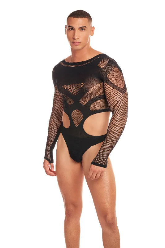 erotic mesh stockings-Out of Orbit Bodysuit - Large/xl - Black