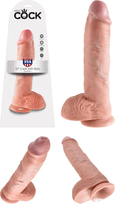 penis-exercise-routines-daily-King Cock 10 inch Thick Realistic Dildo with Balls and Suction Cup Mount Base Flesh