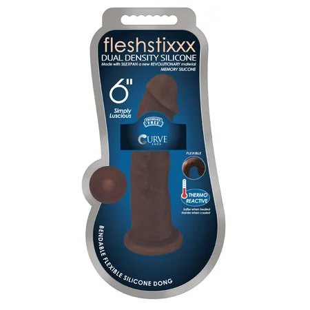 penis-health-checkup-guide-Curve Toys FLESHSTIXXX 6 in. Posable Dual Density Silicone Dildo with Suction Cup Brown