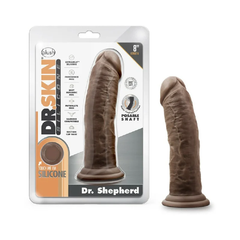 Dildo-clear-Dr. Skin Silicone Dr. Shepherd Dildo With Suction Cup 8 In. Chocolate