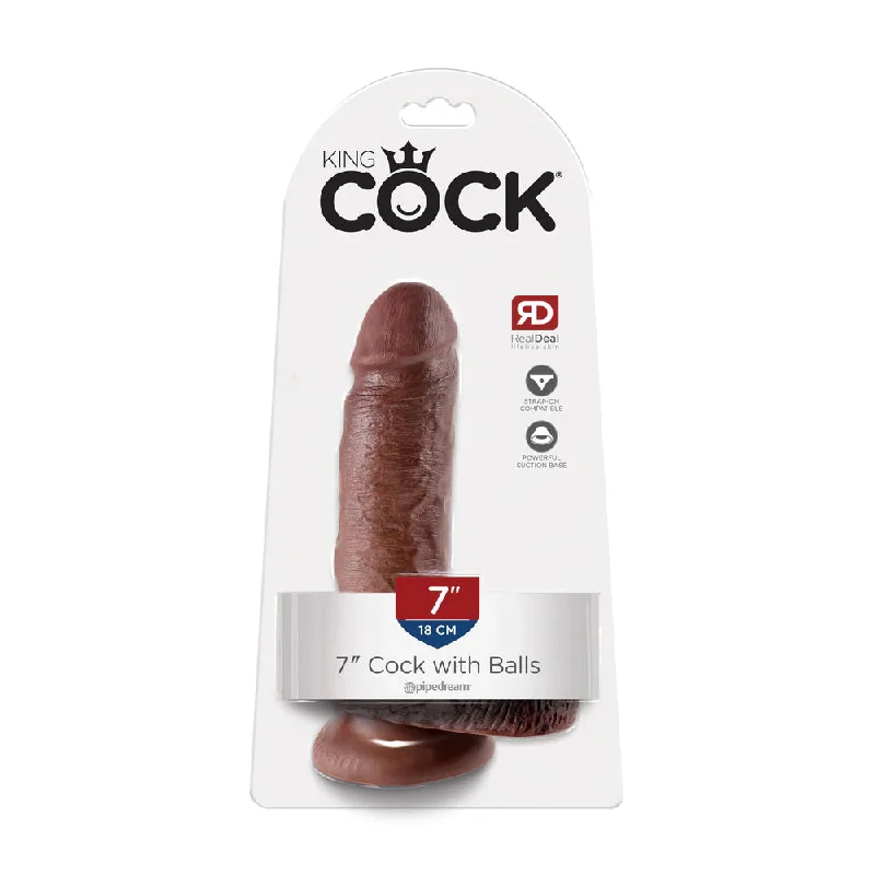 cock ring striking grip-King Cock 7" Cock with Balls Brown