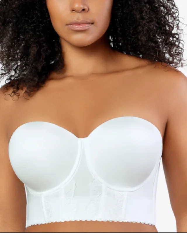 erotic harness bodysuit-Parfait Elissa Strapless Long Line Bustier Bra - P50116 - Pearl White