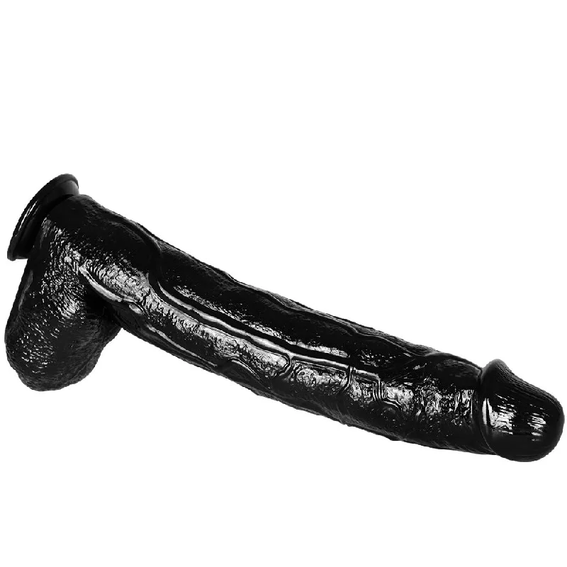 Penis-greasy-42cm Gigantic Super Large Waterproof Suction Cup Black Dildo