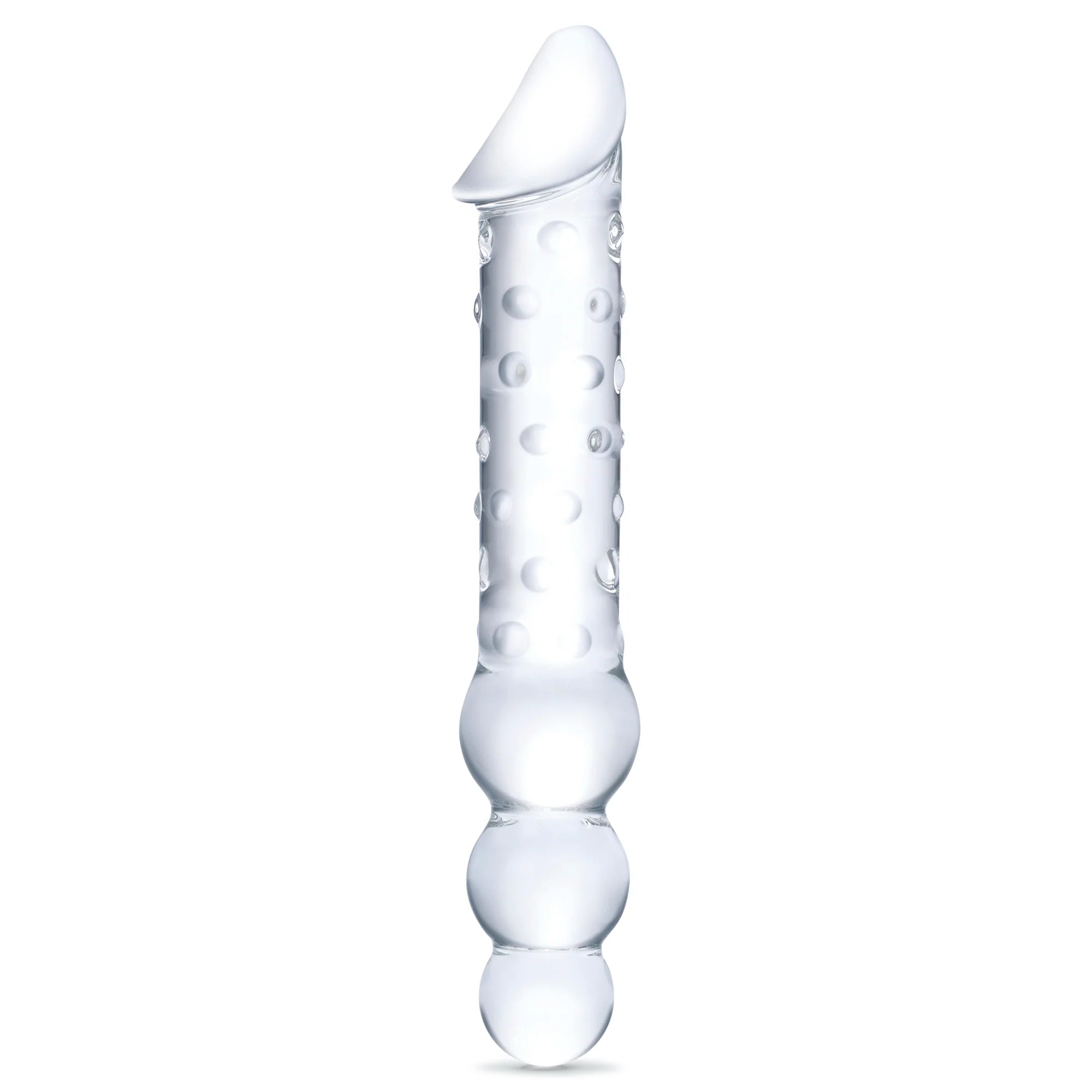 anal toys with stiff tip-12 Inch Double Ended Glass Dildo with Anal Beads