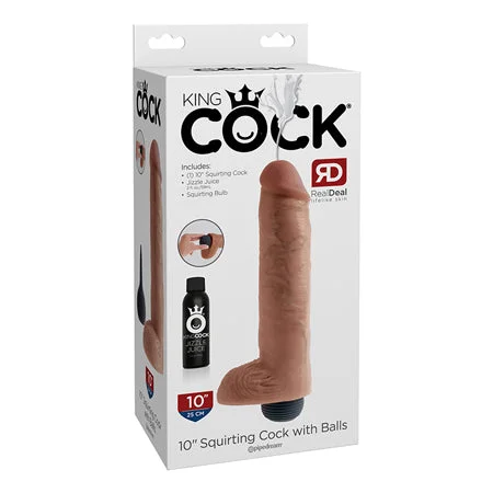 penis-infection-home-treatments-Pipedream King Cock 10 in. Squirting Cock With Balls Realistic Dildo Beige