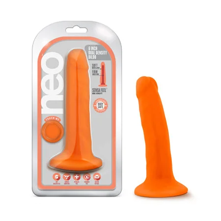 penis-surgery-pros-cons-Blush Neo 6 in. Dual Density Dildo with Suction Cup Neon Orange