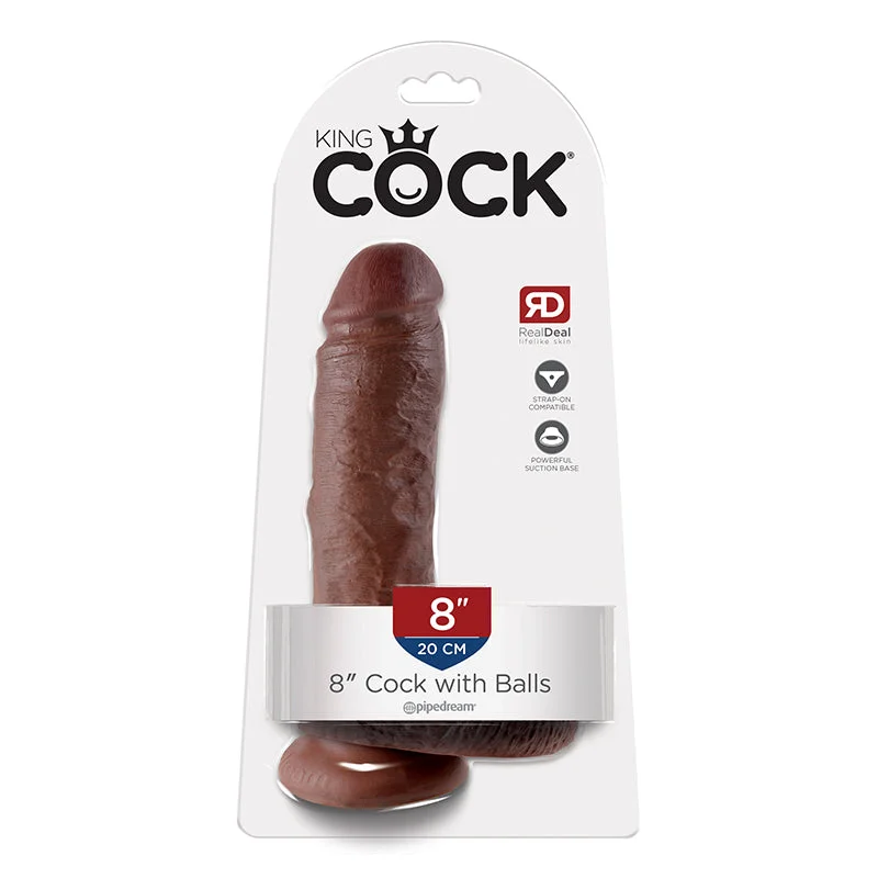 cock ring subtle comfort-King Cock 8 inches Cock Balls Brown