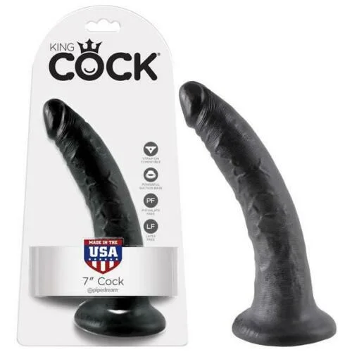 penis-massage-techniques-easy-Pipedream King Cock Tapered Realistic Dildo with Suction Cup Mount Base 7 inch Black