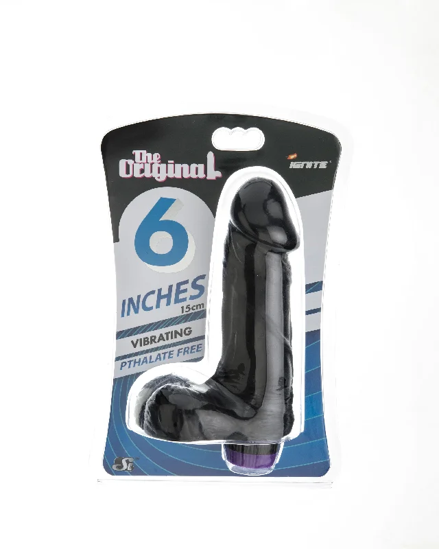 cock ring cozy style-Si-20321 - 6in COCK W/BALLS W/VIBRATION-BLACK