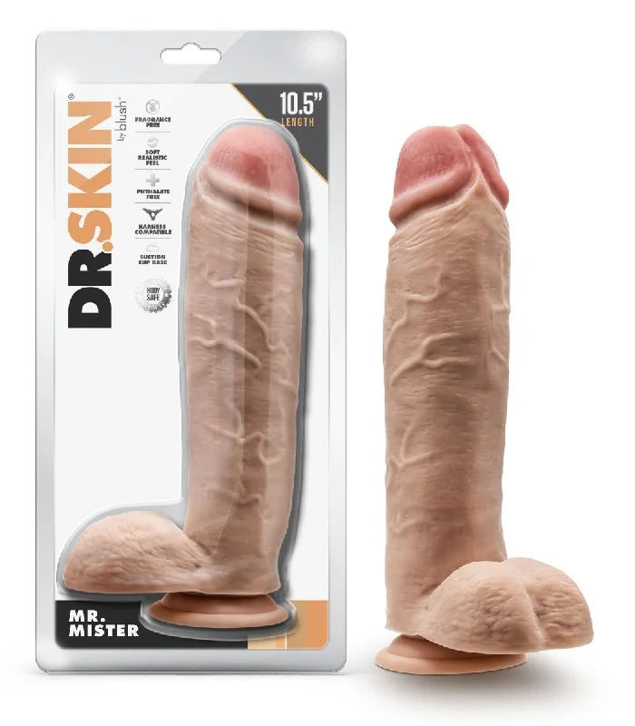 penis-size-and-self-esteem-Dr. Skin - Mr. - Inch Dildo With Balls - Beige