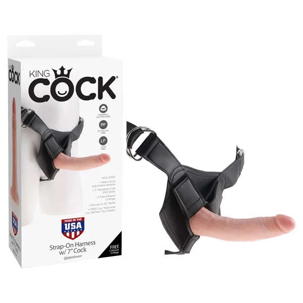 cock ring cozy design-King Cock Strap-On Harness With 7'' Cock - Flesh