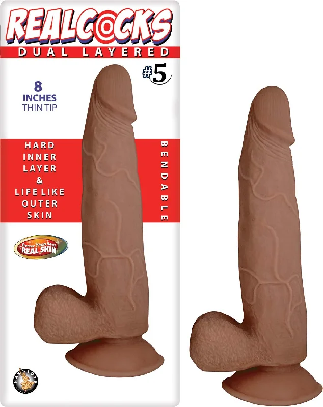 cock ring solid texture-Realcocks Dual Layered #5 - Brown