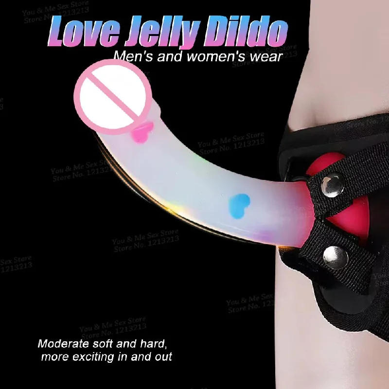 anal toys for couples fun-New Luminous Realistic Dildo Glow in the Dark Dick Lesbian Strapon Penis Panties Belt Silicone Butt Plug Anal Sex Toys for Women