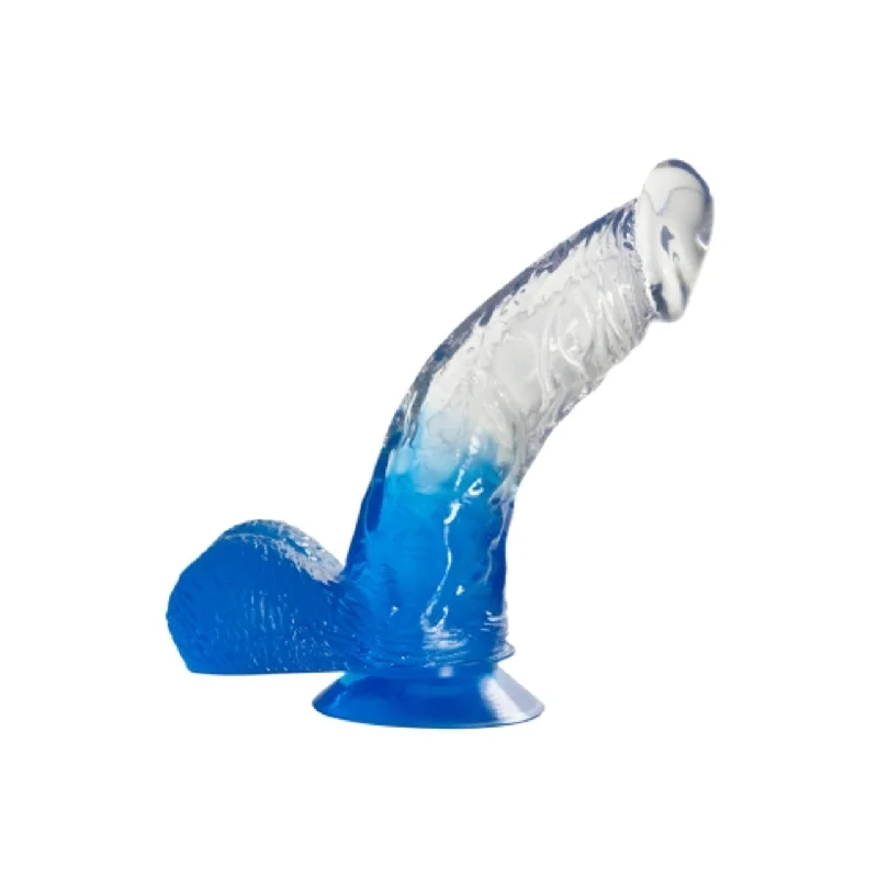 penis-surgery-alternatives-explored-TWO TONE 6 inch DONG Clear Blue Dildo with Balls